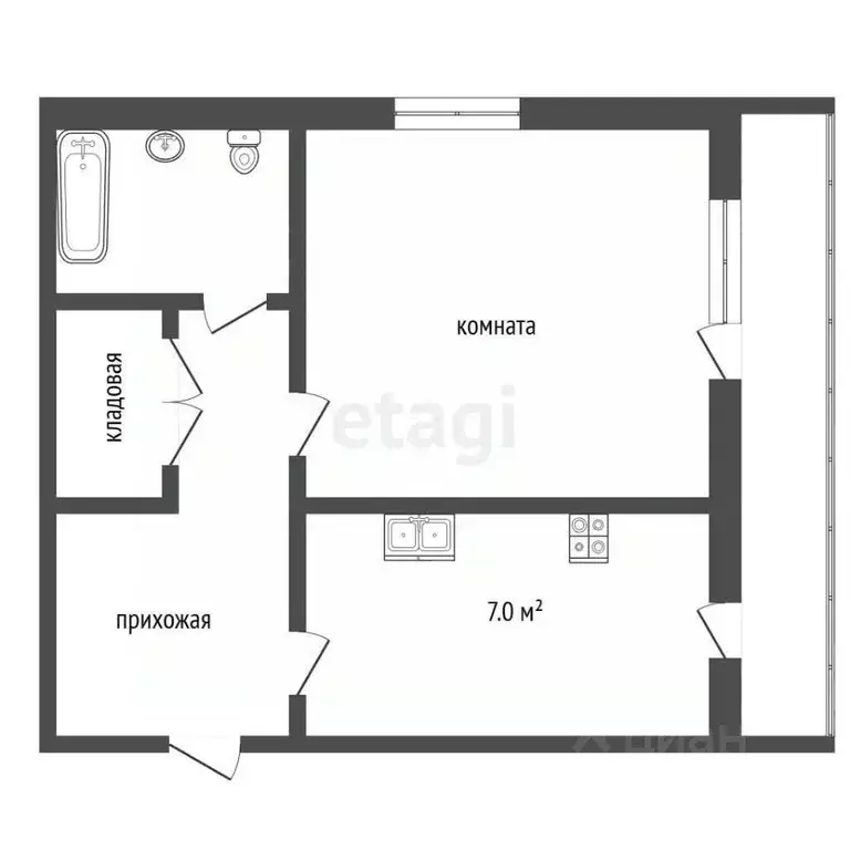 1-к кв. Севастополь просп. Генерала Острякова, 133 (31.0 м) - Фото 2