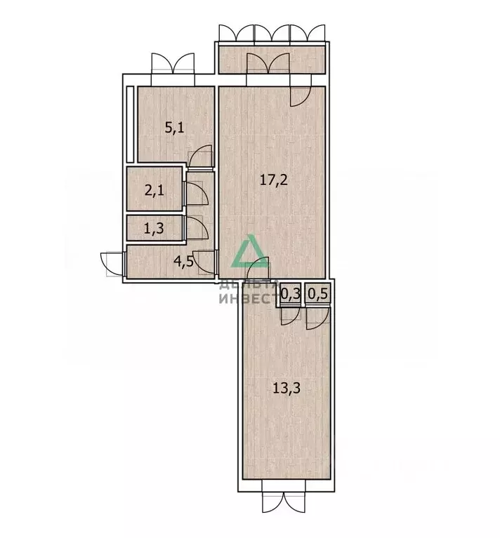 2-к кв. Башкортостан, Уфа ул. Степана Халтурина, 53/2 (44.3 м) - Фото 2
