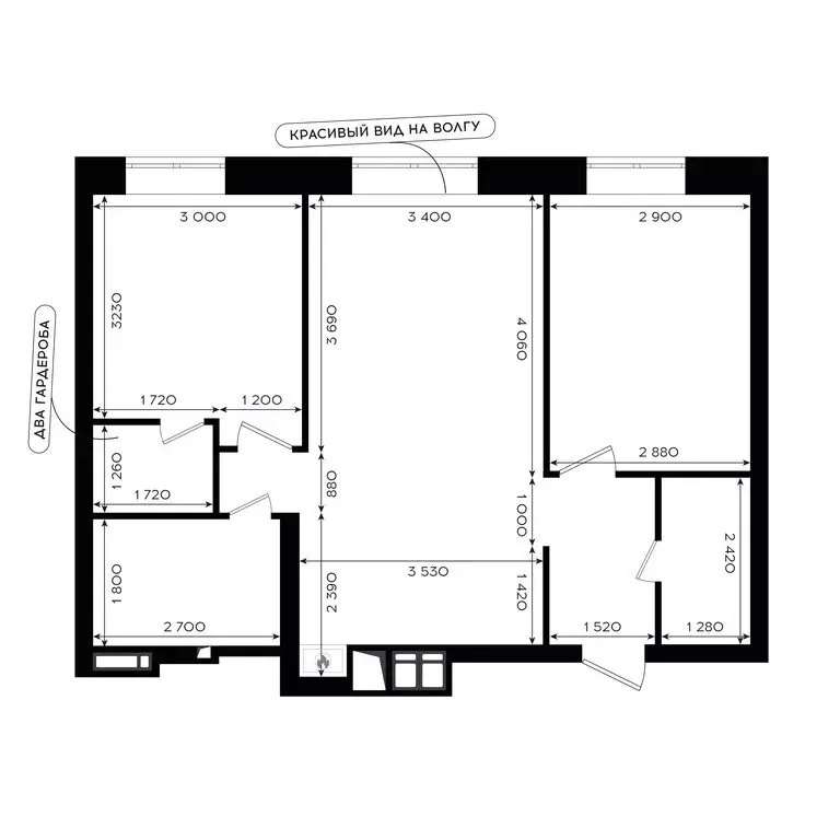 2-комнатная квартира: Астрахань, улица Савушкина, 6/1 (58.96 м) - Фото 1