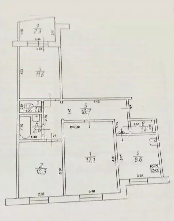 3-к кв. Татарстан, Казань ул. Адоратского, 33 (63.3 м) - Фото 2