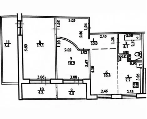 3-к кв. Башкортостан, Уфа ул. Николая Дмитриева, 13 (69.1 м) - Фото 2