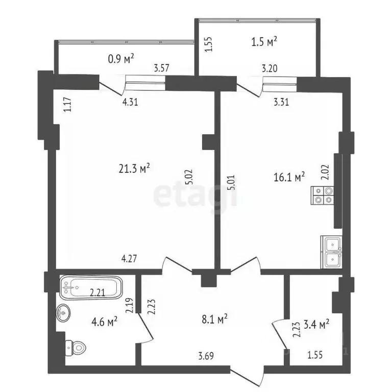 1-к кв. Ростовская область, Батайск ул. Северная Звезда, 8 (53.5 м) - Фото 1