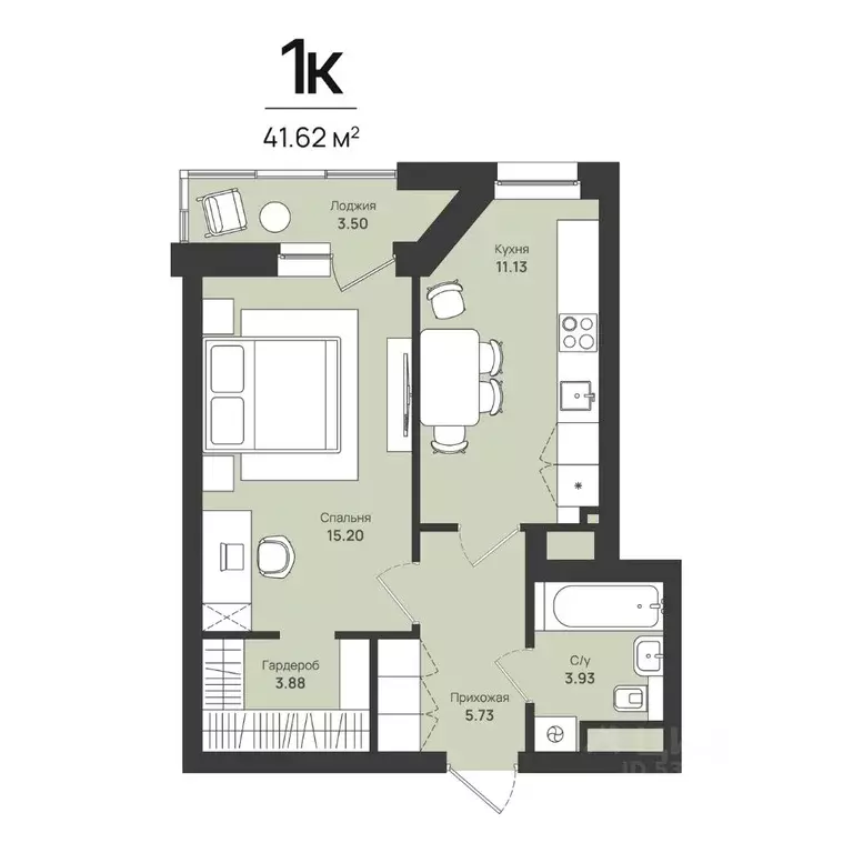 1-к кв. Пермский край, Пермь Уинская ул., 54 (41.62 м) - Фото 1