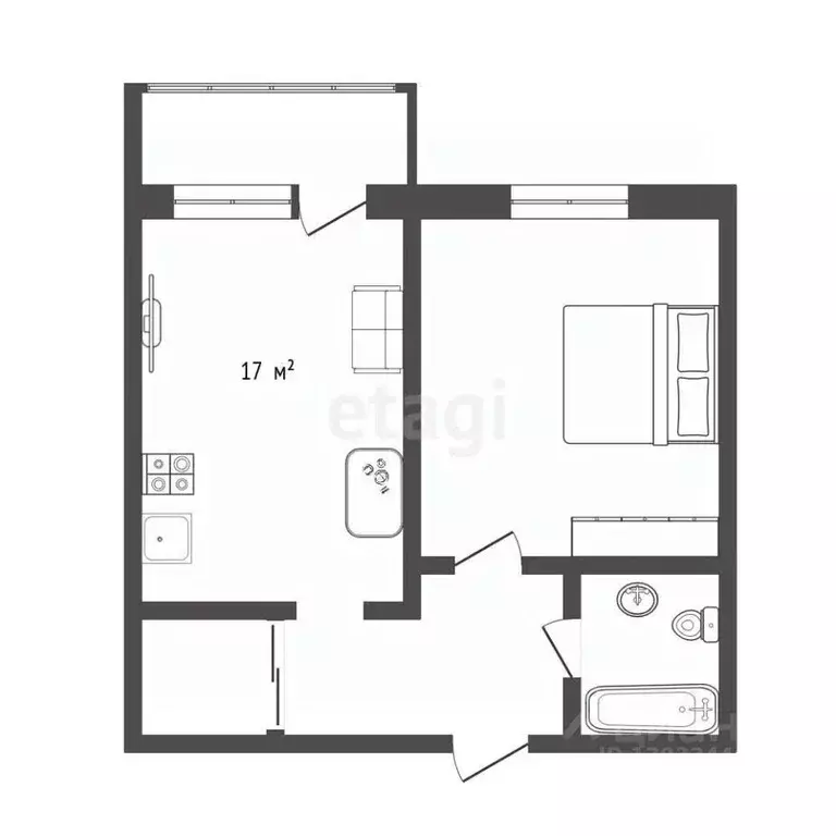 1-к кв. Тюменская область, Тюмень ул. Мебельщиков, 6 (46.2 м) - Фото 2