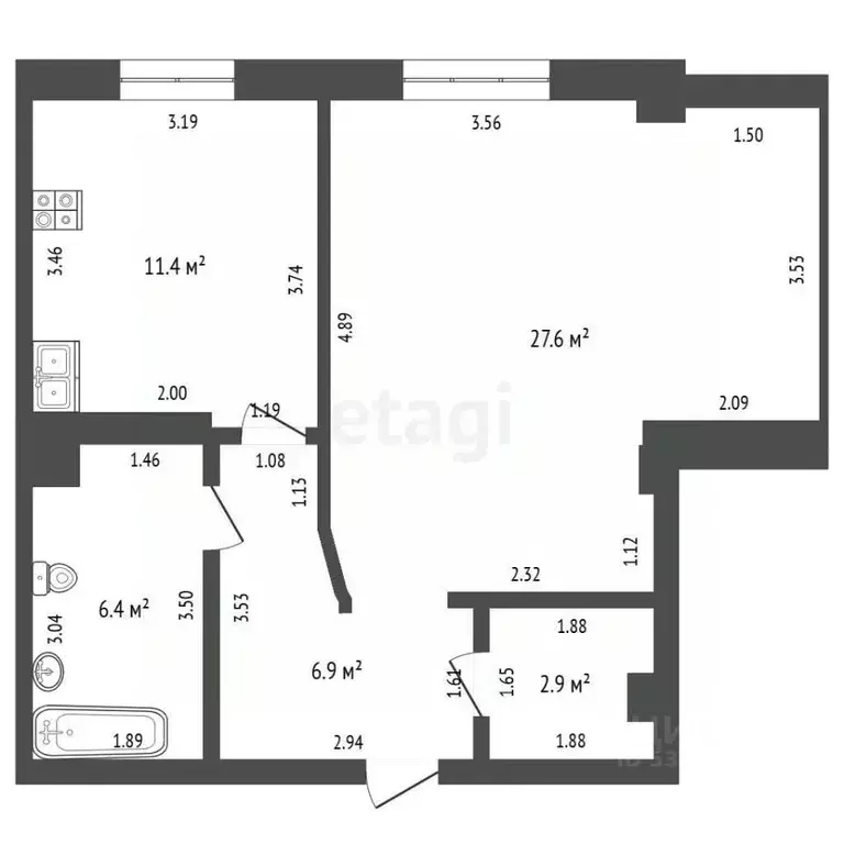 1-к кв. Забайкальский край, Чита ул. Бутина, 78 (55.2 м) - Фото 2