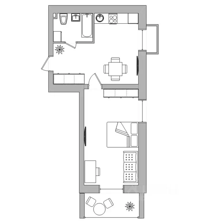 1-к кв. Амурская область, Благовещенск Северная ул., 170 (49.0 м) - Фото 2