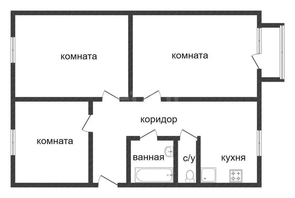 3-комнатная квартира: Курган, улица Куйбышева, 146 (62.8 м) - Фото 0
