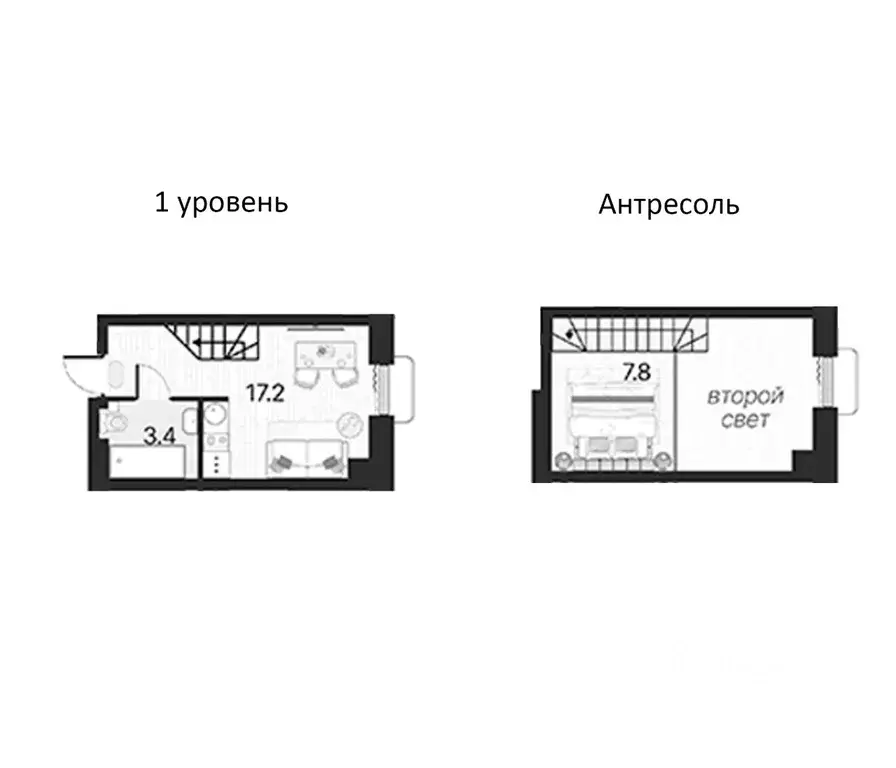 Студия Санкт-Петербург Серебристый бул., 18К1 (28.4 м) - Фото 1