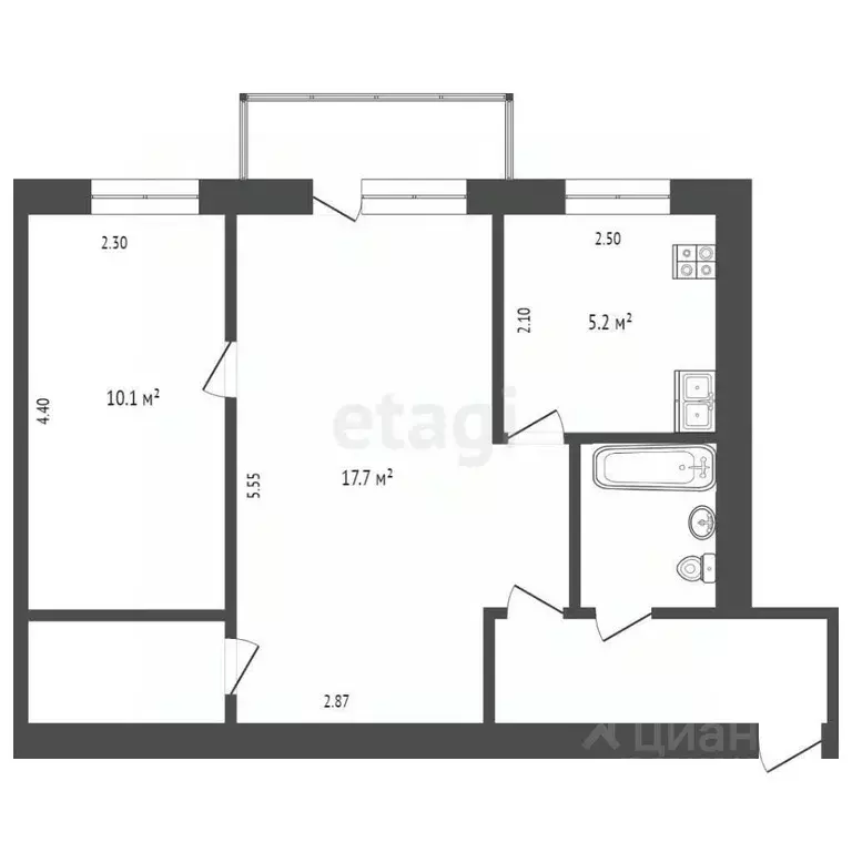 2-к кв. Тюменская область, Тюмень ул. Мельникайте, 109 (43.8 м) - Фото 1