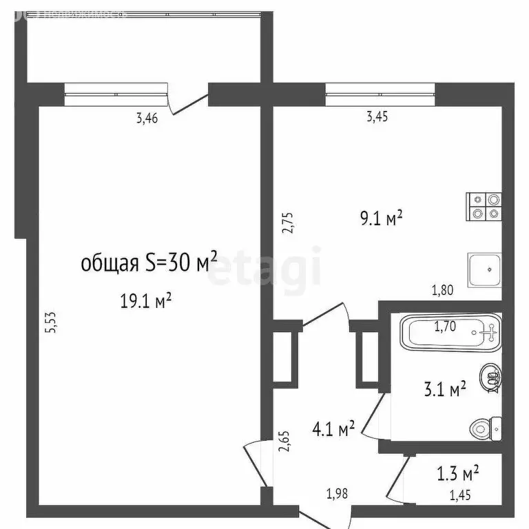1-комнатная квартира: Бийск, улица Декабристов, 2 (29.9 м) - Фото 0
