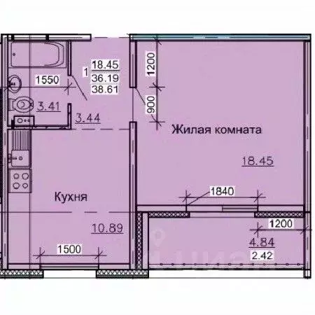 1-к кв. Алтайский край, Барнаул ул. Союза Республик (38.16 м) - Фото 0