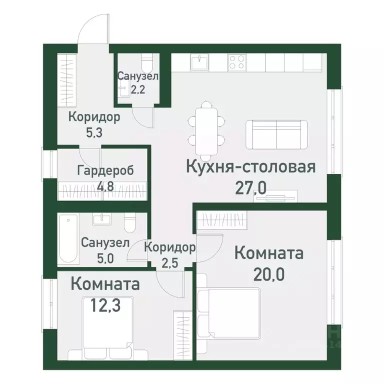 2-к кв. Челябинская область, Челябинский городской округ, пос. ... - Фото 0