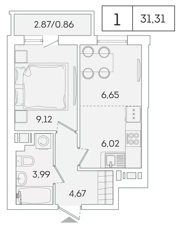 1-к квартира, 30.3 м - Фото 0