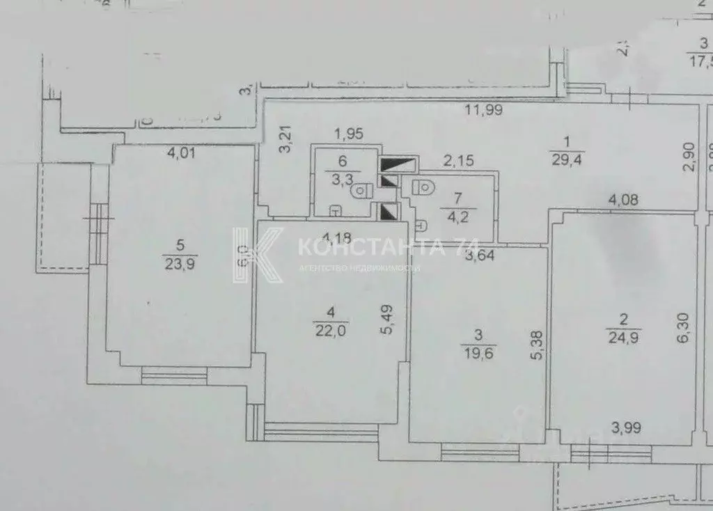 3-к кв. Челябинская область, Челябинск ул. Бейвеля, 3 (127.3 м) - Фото 2