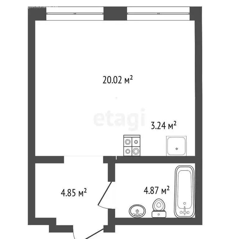 Квартира-студия: Тюмень, улица Павла Никольского, 6 (33.4 м) - Фото 1