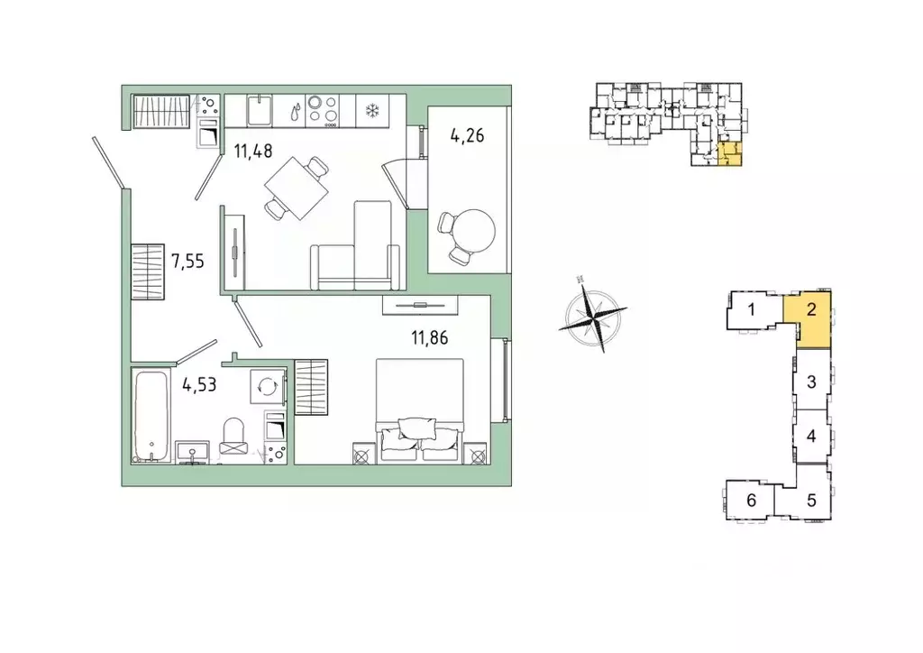1-к кв. Ленинградская область, Гатчина Въезд мкр,  (37.55 м) - Фото 0