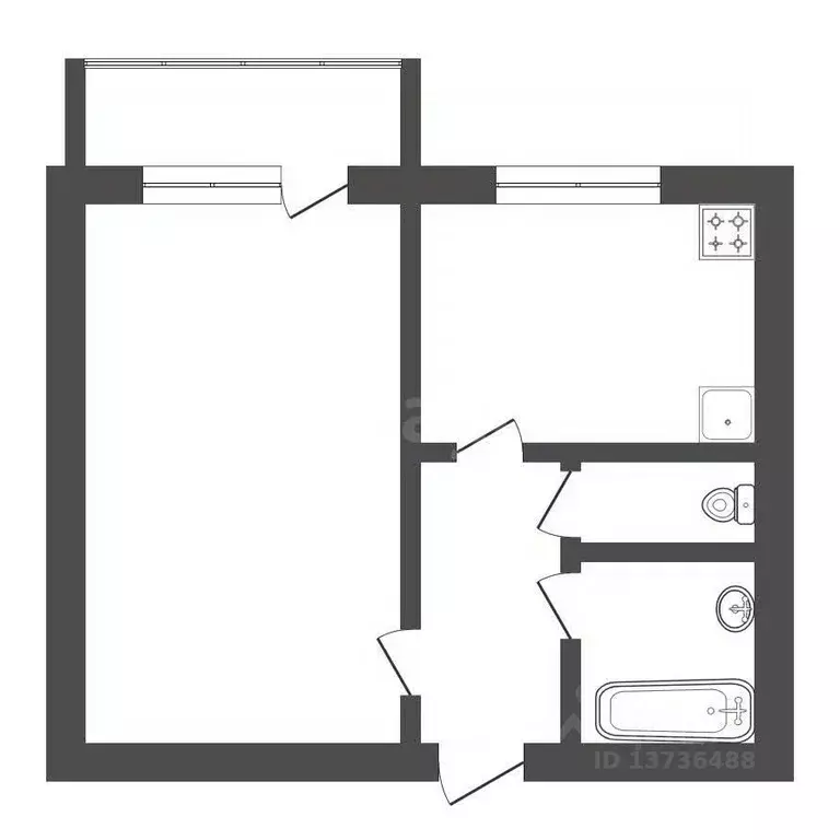 1-к кв. Амурская область, с. Тамбовка ул. Подстанционная, 17 (38.0 м) - Фото 2
