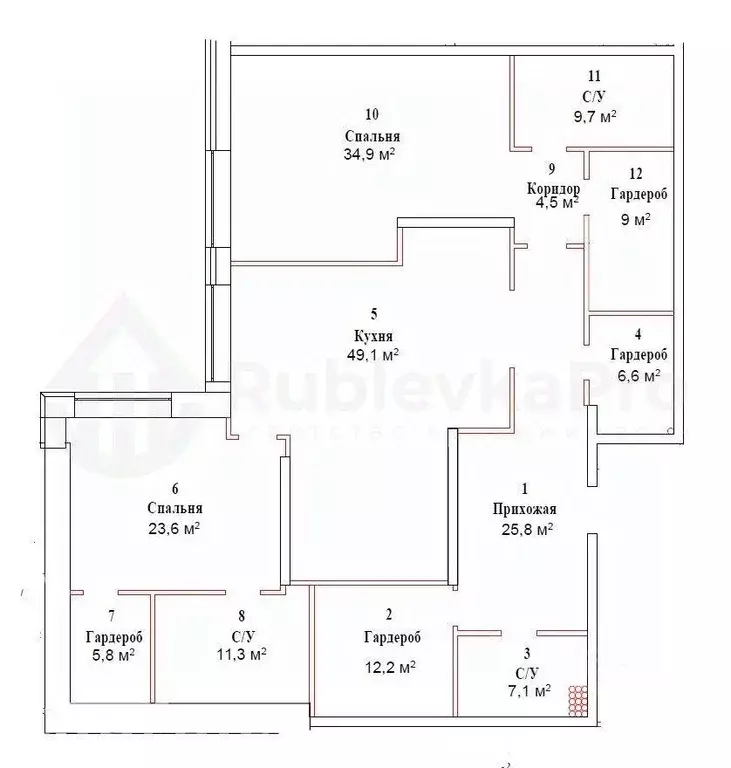 Квартира, 3 комнаты, 204 м - Фото 1