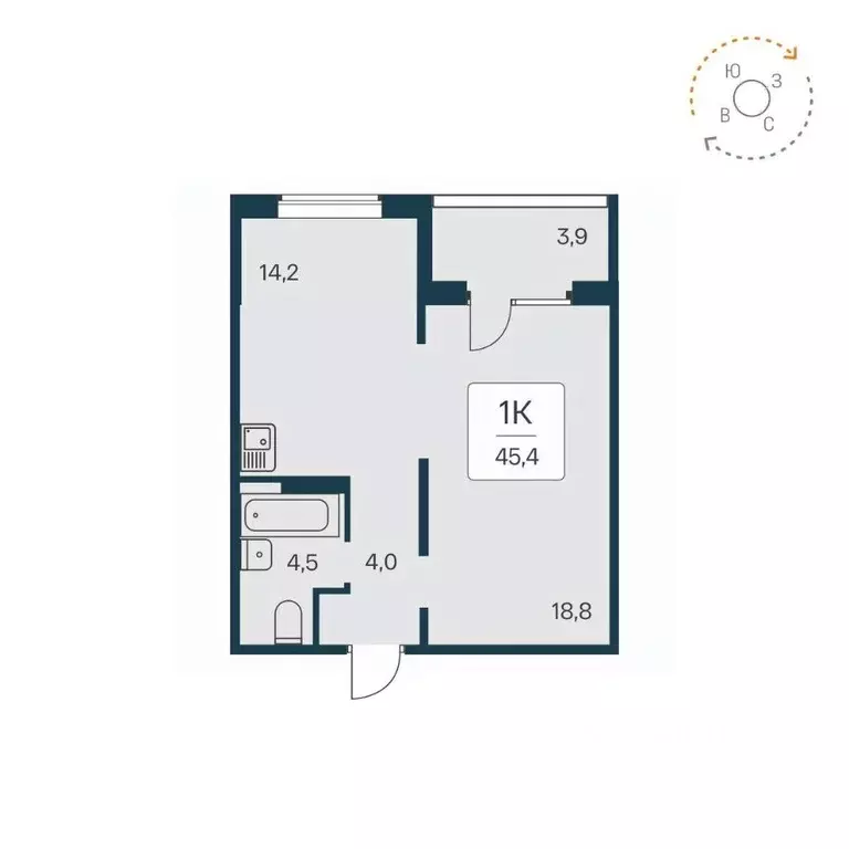 1-к кв. Новосибирская область, Новосибирск Игарская ул., 8 (45.4 м) - Фото 1