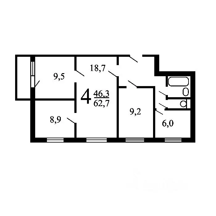 4-к кв. Москва ул. Свободы, 93К1 (63.5 м) - Фото 1