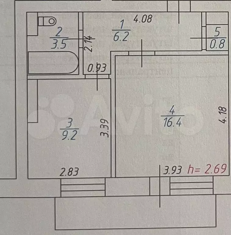Аукцион: 1-к. квартира, 36,1 м, 3/5 эт. - Фото 0