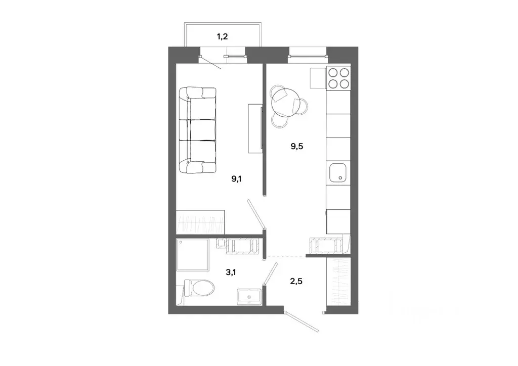 1-к кв. Ханты-Мансийский АО, Сургут 30А мкр,  (24.2 м) - Фото 0