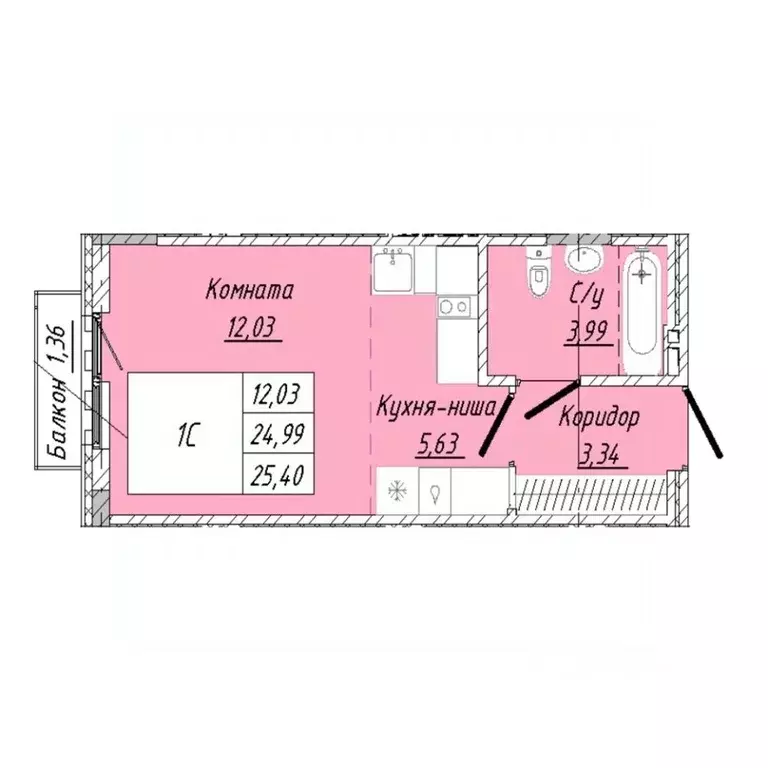 1-к кв. Омская область, Омск ул. 2-я Дачная (25.4 м) - Фото 0