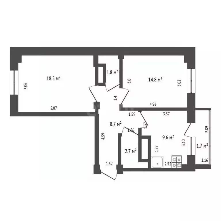 2-к кв. Чувашия, Новочебоксарск Западный жилрайон, Юраково мкр, ул. ... - Фото 2