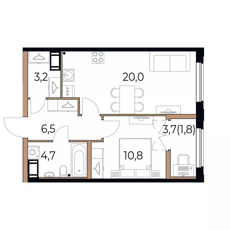 1-комнатная квартира: Череповец, Рыбинская улица, 69 (47 м) - Фото 0