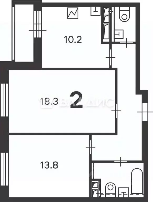 2-к кв. Москва Полярная ул., 3 (53.7 м) - Фото 2