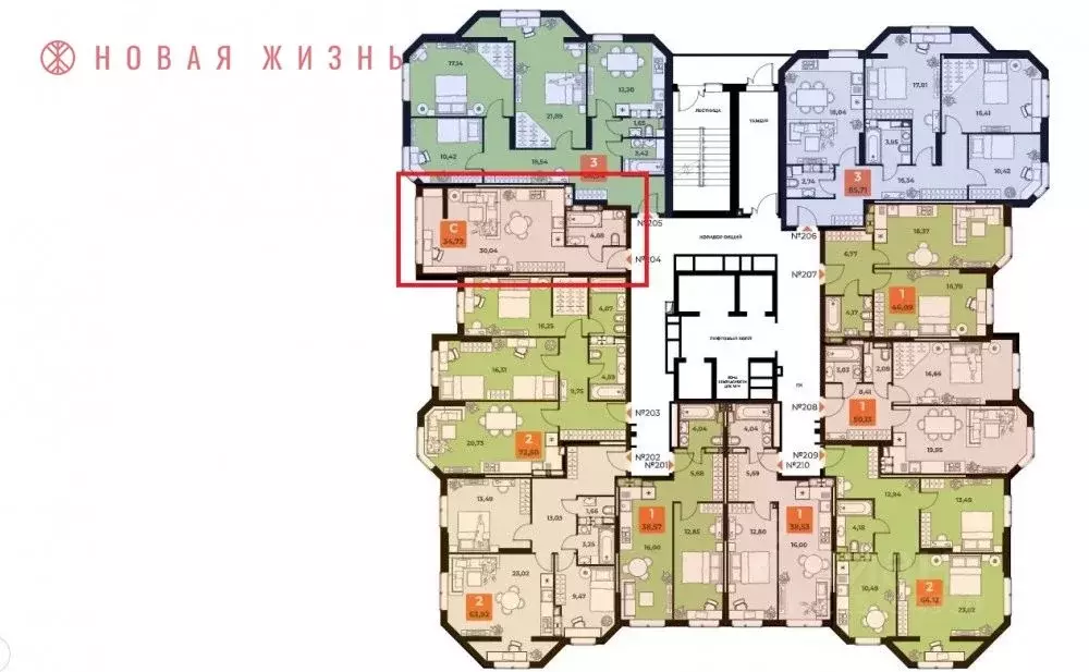 Студия Самарская область, Самара Капитал жилой комплекс (34.72 м) - Фото 0