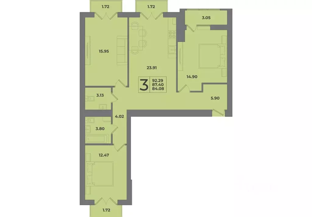 3-к кв. Калининградская область, Калининград Коммунистическая ул. ... - Фото 1