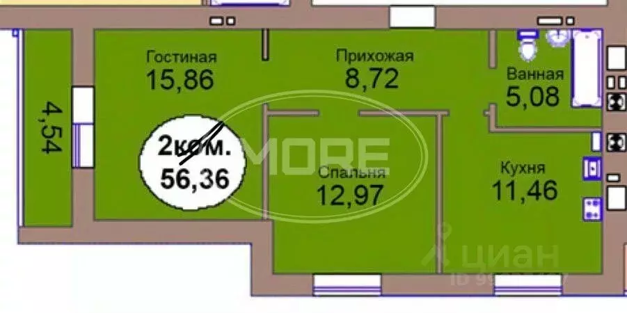 2-к кв. Калининградская область, Гурьевский муниципальный округ, пос. ... - Фото 2