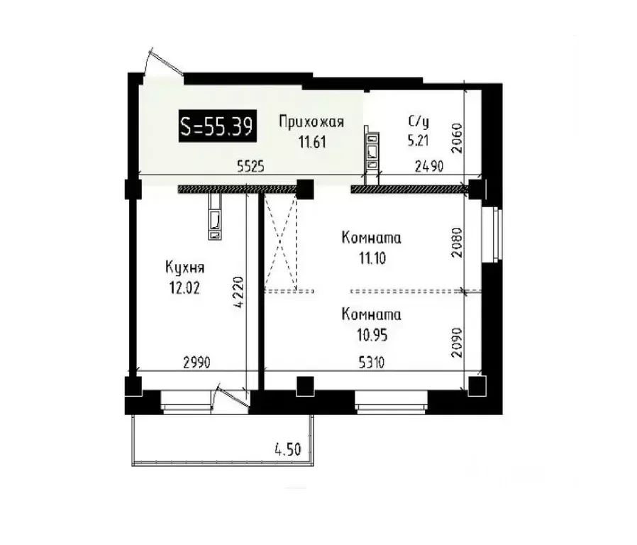 2-к кв. Иркутская область, Иркутск Гражданская ул. (55.4 м) - Фото 2
