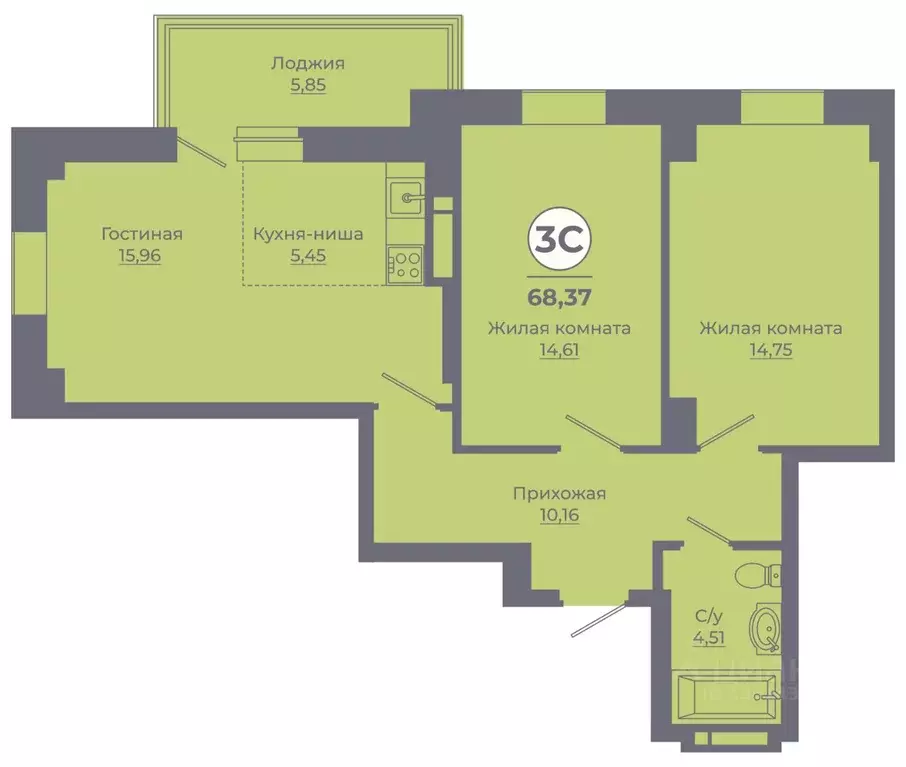 3-к кв. Ростовская область, Ростов-на-Дону Левенцовский мкр, ... - Фото 0