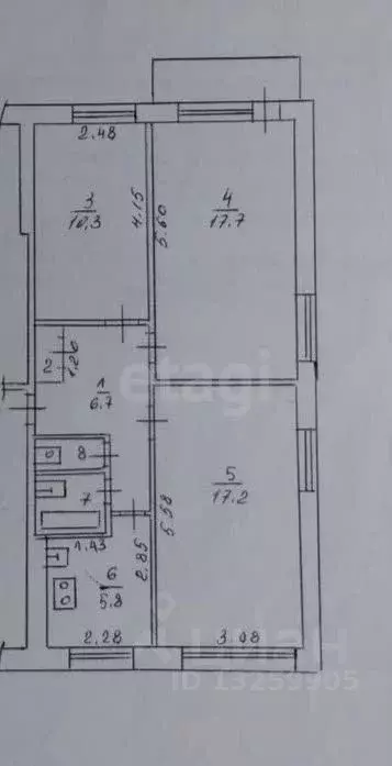 3-к кв. Липецкая область, Липецк 9-й мкр, 22/3 (61.4 м) - Фото 1