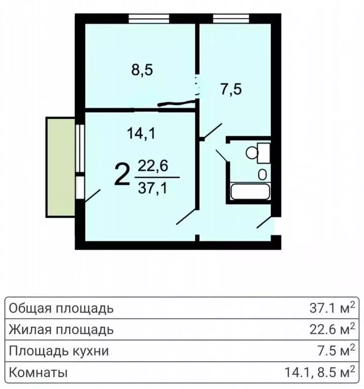 2-комнатная квартира: Москва, улица Маршала Тухачевского, 32к2с5 (38 ... - Фото 1