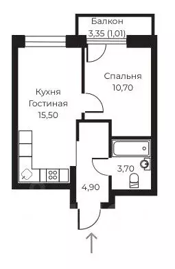 1-к кв. Воронежская область, Воронеж ул. Черняховского, 92 (35.2 м) - Фото 1