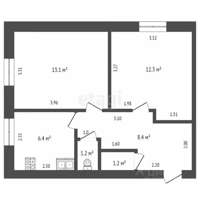 2-к кв. Башкортостан, Гафурийский район, Красноусольский сельсовет, с. ... - Фото 2
