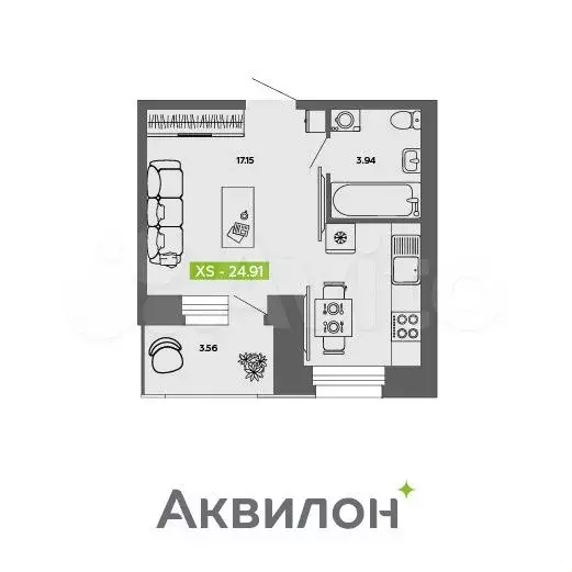 Квартира-студия, 24,9 м, 10/11 эт. - Фото 0