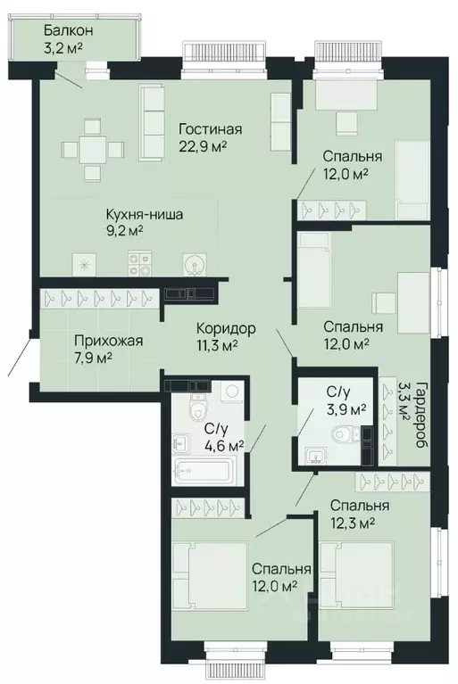 4-к кв. Нижегородская область, Нижний Новгород Резиденция жилой ... - Фото 0