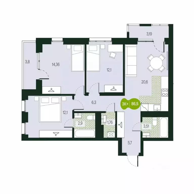 4-к кв. Забайкальский край, Чита Каштакский мкр,  (86.5 м) - Фото 0