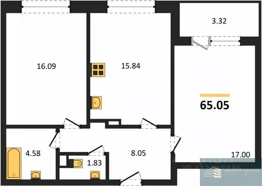 2-к кв. Воронежская область, Воронеж ул. Ворошилова, 1/6 (65.0 м) - Фото 0