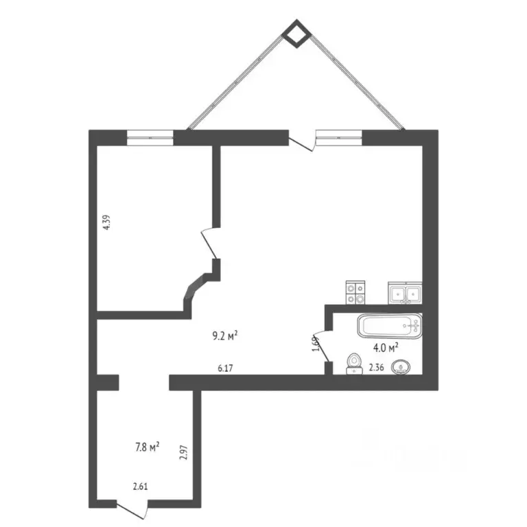1-к кв. Тюменская область, Тюмень Мельничная ул., 83к3 (57.0 м) - Фото 1