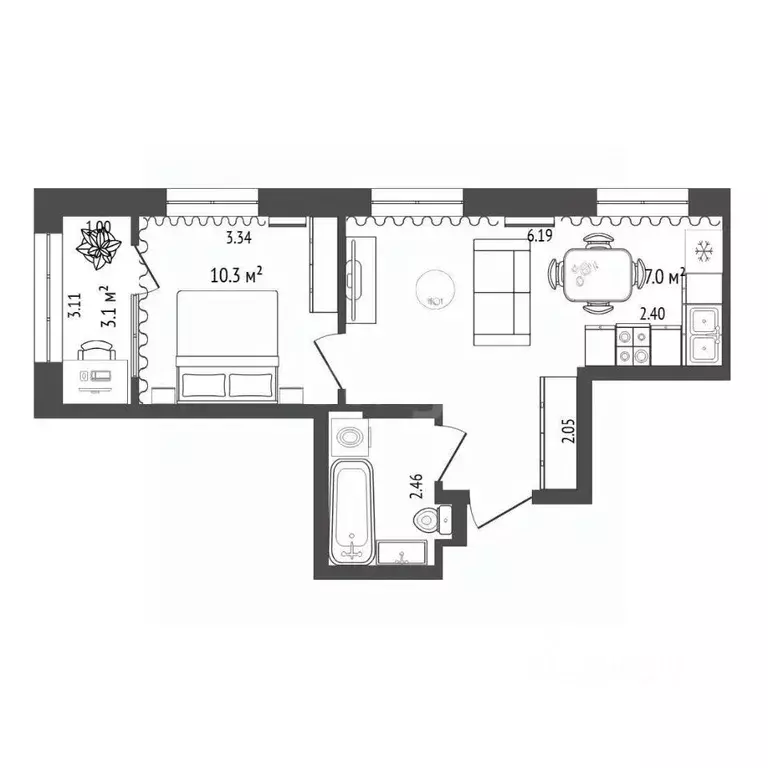 1-к кв. Тюменская область, Тюмень ул. Пожарных и Спасателей, 1 (35.8 ... - Фото 1