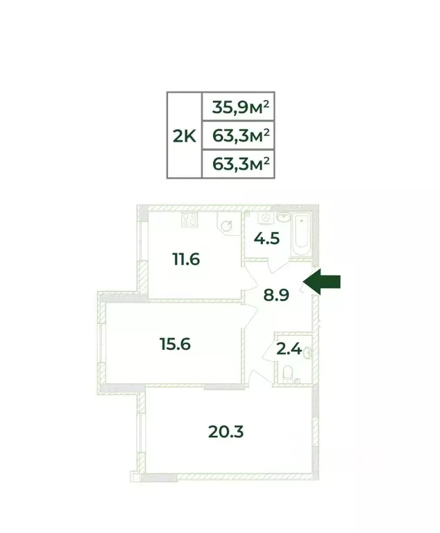 2-к кв. Крым, Симферопольский район, с. Мирное, Жигулина Роща мкр  ... - Фото 1