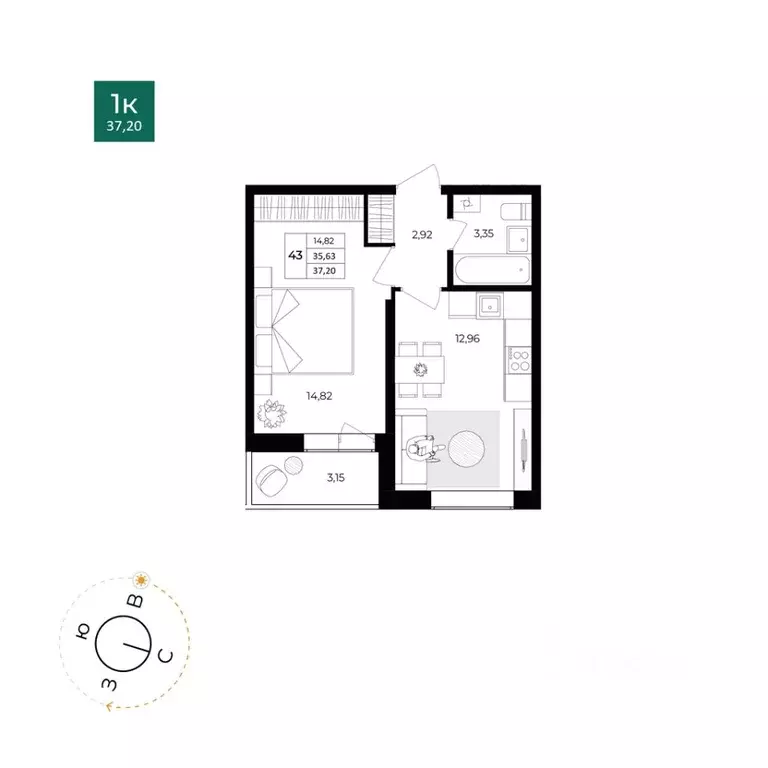 1-к кв. Ярославская область, Ярославль Северный жилрайон, 15-й мкр, 1 ... - Фото 1