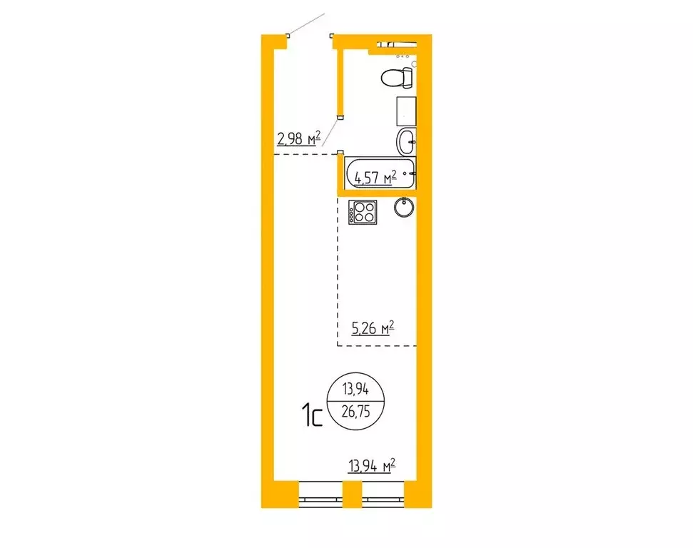 1-комнатная квартира: Уфа, улица Аксакова, 79 (26.75 м) - Фото 1