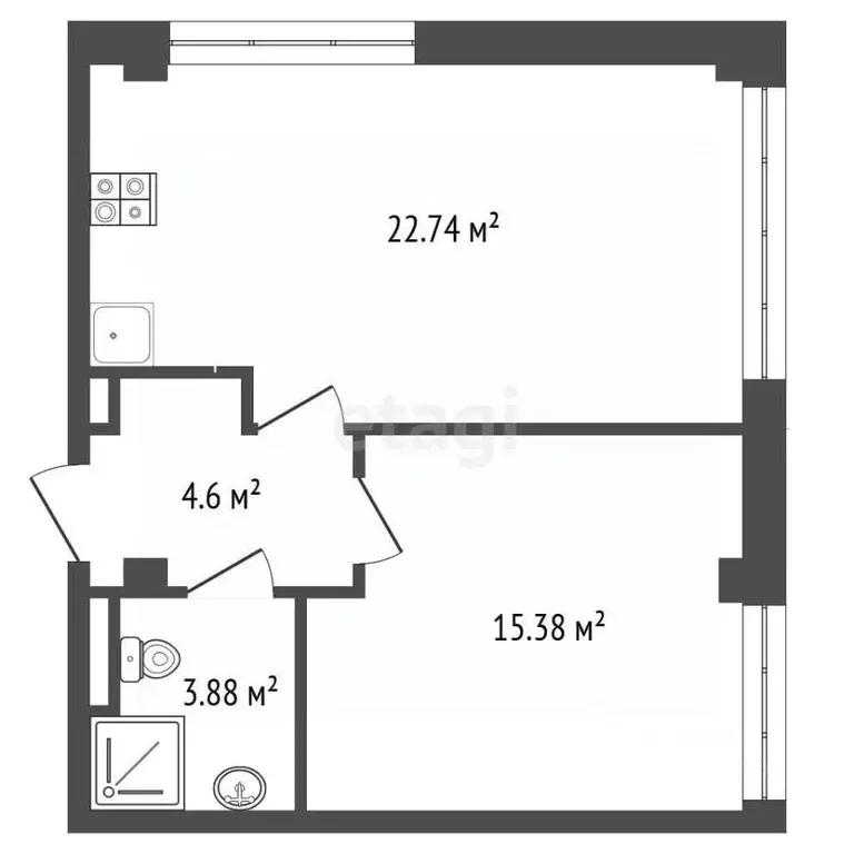 2-к кв. Крым, Ялта ул. Грибоедова, 15 (47.3 м) - Фото 2
