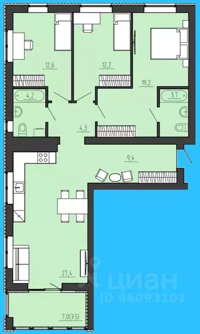 3-к кв. Калининградская область, Калининград ул. Генерала Толстикова ... - Фото 1